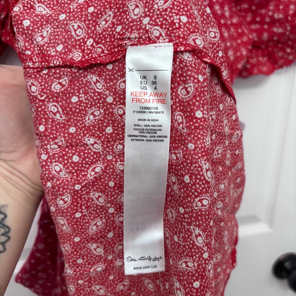 Red Floral Midi Dress | Miss Selfridge Petites US 4 - Picture 8 of 13